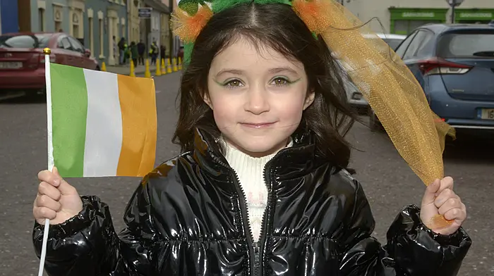 From left: Mira Morenko at the Clonakilty St Patrick; Caheragh ladies Deirdre and Moira Barry at the parde in Skibbereen; and likewise in Bandon were David Cross and Mellisa O'Sullivan with Kourtney and Luke Cross. (Photos: Denis Boyle & Anne Minihane)