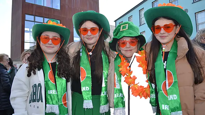 Emily Watkin, Rain Doyle Watkin, River Doyle Watkin, and Kayleight Watkin all dressed up to enjoy the  Skibbereen St. Patricks Day Parade on Monday. (Photo: Anne Minihane)