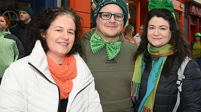 Elaine Quirke with Kyle and Eva Gardiner enjoying the St Patrick's Day parade in Clonakilty.  (Photo: Martin Walsh)