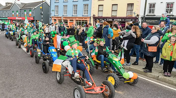 A big convoy of go-karts took part at the Dunmanway St Patrick’s Day parade.   (Photo: David Patterson)