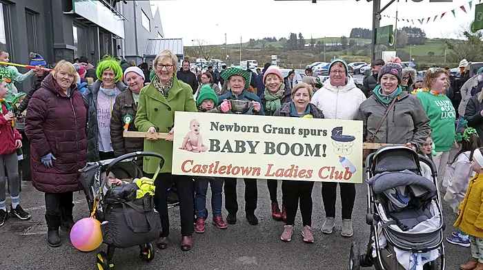 The Castletown Ladies Club had the winning float at the Coppeen St Patrick's Day parade this year. From left: Betty O'Sullivan, Cora Hurley, Mary Cross, Breda Crowley, Mairead O'Sullivan, Tess Chambers, Siobhan O'Sullivan, Ann Marie Cronin, Nora O'Driscoll and Marie Warren.  (Photo: Colum Cronin)