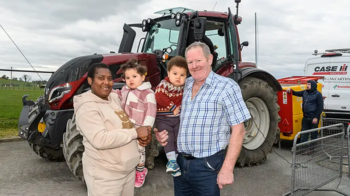 Emilia and Tom O'Mahony (Knocks, Ballineen) with 16-month-old twins Elizabeth and Thomas, enjoying their day at the Ahiohill tractor, car and truck run, which was followed by tractor dyno testing. Proceeds of the run will go to West Cork Rapid Response, Courtmacsherry Harbour RNLI and Ahiohill National School. (Photo: David Patterson)