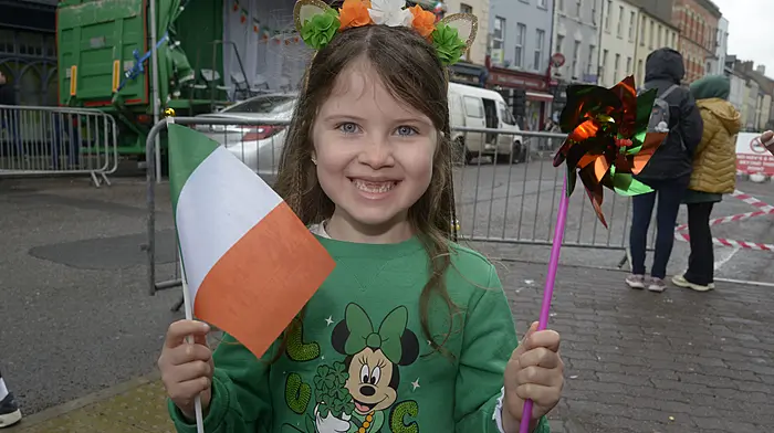 Zoey Mulcahy enjoying the St Patrick’s Day parade in Bandon. (Photo: Denis Boyle)