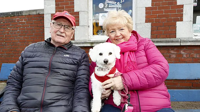 Michael and Derval Murphy with their dog Pippa enjoying the St Patrick's Day in Schull. (Photo:Carlos Benlayo)