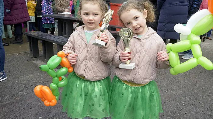 Twins Sophie and Isla Bowes enjoying the St Patrick’s Day parade in Coppeen. (Photo: Denis Boyle)