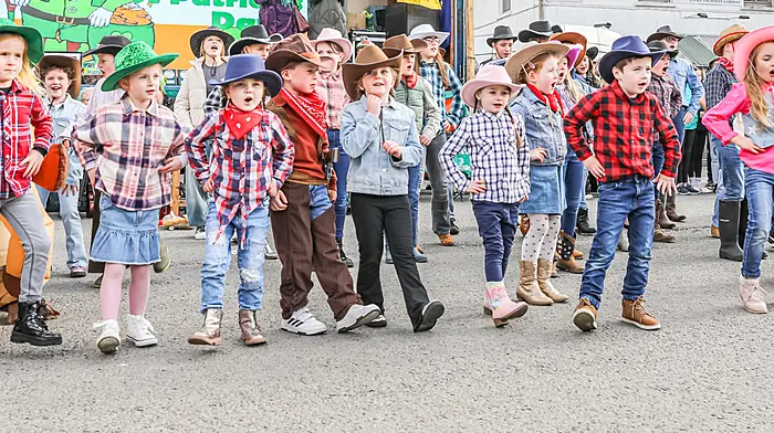 The winners of this year’s St Patrick's Day parade were the pupils from Cahermore National School, doing a line dance for the crowd.  (Photo: Anne Marie Cronin)