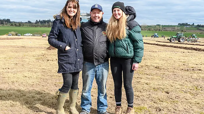 Claire O'Rourke (Timoleague), David Murphy (Wexford) and Caroline O'Driscoll (Kilbrittain) enjoying their day at the Macroom 52nd annual ploughing match which was the seventh ploughing match of the 2024/2025 season in the Cork West region and which was held on the lands of Dennehy family, Coolineagh, Aghabullogue.   (Photo: David Patterson)