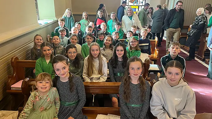 Pupils of Rath National School sang, played music and danced at the St Patrick’s Day mass.