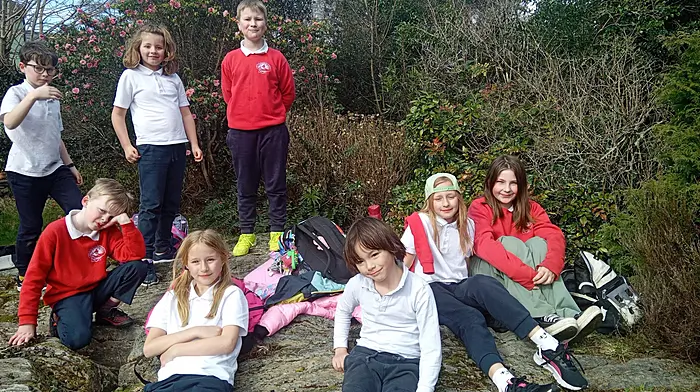 St James' National School pupils Harvey and Theo PayneLynch, Nina, Millie and Pippa Woodward, James Davies, Grace Solomon and Conor Niemann celebrating National Tree Week in Wiseman's garden in Durrus.