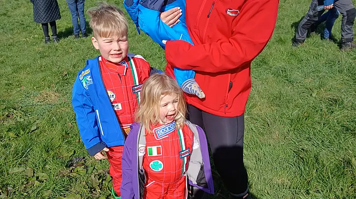 MJ, Aoibhín, and Sonny Hurley from Dunbeacon, cheering on their dad Fergus, with their mum Shauna at the West Cork Rally last weekend.
