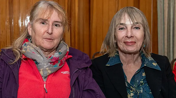 Miranda Daly from Leap and Cathy Sharma from Clonakilty attended the Fashion for Falasteen event which was organised by West Cork for Palestine. The event was a Palestinian-themed sustainable fashion show held at Cecas, Myross Woods, Leap last Friday.   (Photo: Andy Gibson)