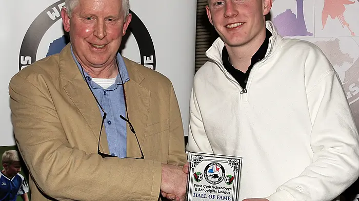 Declan Deasy presents the Hall of Fame 2024 to Tim Sweeney (Kilmichael Rovers).