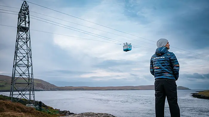 REPRO FREE***PRESS RELEASE NO REPRODUCTION FEE*** EDITORIAL USE ONLYRed Bull Dursey Island Cable Car Dive 15/10/2025Red Bull Cliff Diver Orlando Duque jumps from the Dursey Island Cable Car in West Cork. The Columbian diver completed a world-first cable car dive, plunging 24 metres in to the Atlantic Ocean below. Located on the Beara Peninsula and suspended between the mainland and Dursey Island, the cable car is the only one in Europe which crosses open sea water.Mandatory Credit ©INPHO/Red Bull Content Pool/Szymon Lazewski