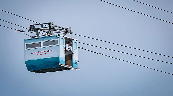 REPRO FREE***PRESS RELEASE NO REPRODUCTION FEE*** EDITORIAL USE ONLYRed Bull Dursey Island Cable Car Dive 15/10/2025Red Bull Cliff Diver Orlando Duque jumps from the Dursey Island Cable Car in West Cork. The Columbian diver completed a world-first cable car dive, plunging 24 metres in to the Atlantic Ocean below. Located on the Beara Peninsula and suspended between the mainland and Dursey Island, the cable car is the only one in Europe which crosses open sea water.Mandatory Credit ©INPHO/Red Bull Content Pool/Szymon Lazewski