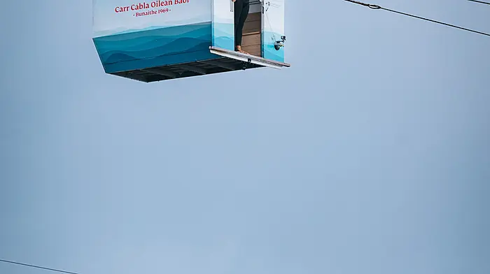 REPRO FREE***PRESS RELEASE NO REPRODUCTION FEE*** EDITORIAL USE ONLYRed Bull Dursey Island Cable Car Dive 15/10/2025Red Bull Cliff Diver Orlando Duque jumps from the Dursey Island Cable Car in West Cork. The Columbian diver completed a world-first cable car dive, plunging 24 metres in to the Atlantic Ocean below. Located on the Beara Peninsula and suspended between the mainland and Dursey Island, the cable car is the only one in Europe which crosses open sea water.Mandatory Credit ©INPHO/Red Bull Content Pool/Szymon Lazewski