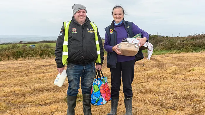 Joe Coakley, Ring with Rose Coakley, Clonakilty, with the tea at the Clonakilty annual ploughing match. (Photo: David Patterson)