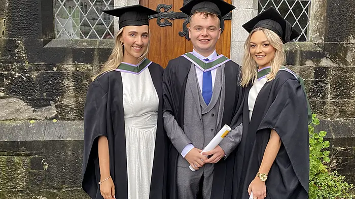 Ava McCarthy, Ryan Twomey and Hazel Beamish, all from Dunmanway, graduated from UCC with general nursing degree recently.