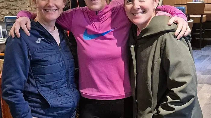 Susan Sheilds, Sinead O Driscoll and Clodagh O Driscoll at the Walk in Pink event.