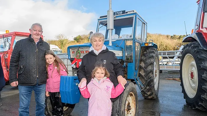 Denis and Noreen Deasy with their grandkids Aifric and Freya Deasy (all Blarney) enjoying their day at the Bantry Macra na Feirme Christmas lights tractor, truck and car run, which was the first of the Christmas runs of the year in West Cork. Proceeds of the day will go to West Cork Rapid Response and Bantry Inshore Search and Rescue Association. (Photo: David Patterson)