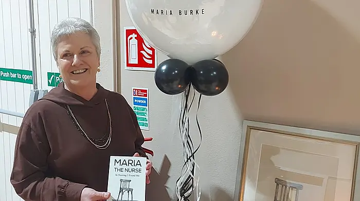 Maria Burke at her book launch which was held  at the Ballinadee Community Hall last Sunday.