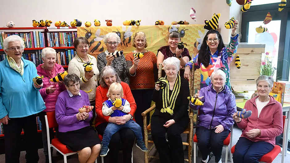 Bees knitted with love for shoeboxes Image