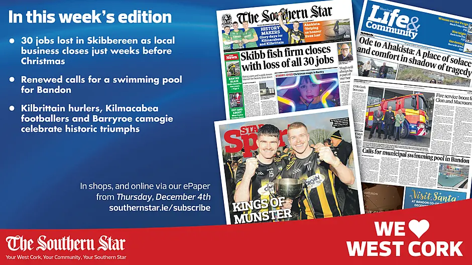 THE SOUTHERN STAR IS IN STORES NOW: The Fresh Fish Deli in Skibbereen closes; Renewed calls for Bandon swimming pool; Kilbrittain and Kilmacabea are celebrating Image