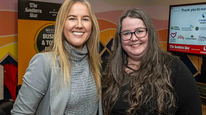 Pictured are event MC Judie Russell and Méadhbh Byrne from the Southern Star. Picture: Andy Gibson.