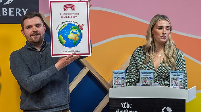Rory Copplestone and Lizzie Carroll of Clonakilty Food Co. pitch to the judges. Picture: Andy Gibson.