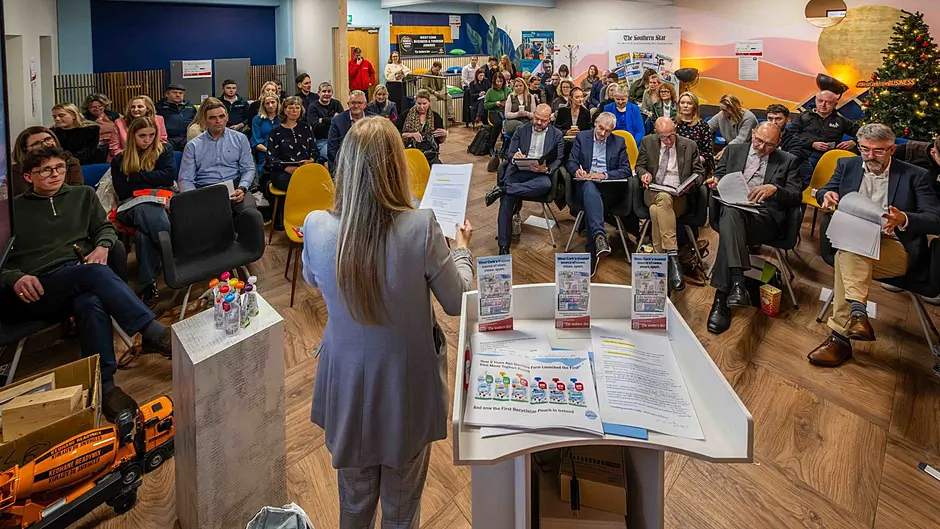 The Southern Star Business &; Tourism Awards 2025 Pitch Night took place at the Ludgate Hub on Thursday last. Event MC Judie Russell addresses the audience. Picture: Andy Gibson.
