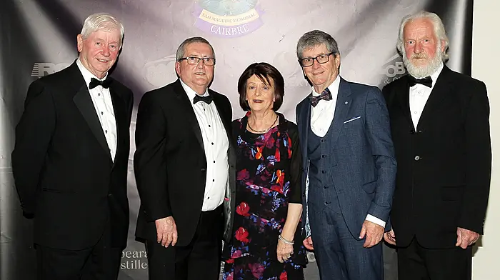 Enjoying the celebrations were, from left, Peter O'Halloran, Aidan O'Rourke, Eileen O'Rourke, Leo O'Halloran and Paddy O'Halloran, from Newcestown. (Photo: Paddy Feen)