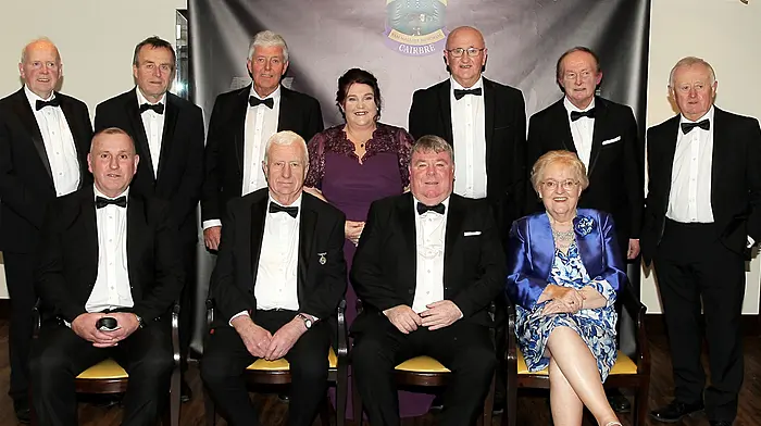 Carbery GAA Executive. Front, from left, Tim Buckley, PRO; Seamus Coakley, president; David Whyte, chairman; Gabrille Crowley, Irish officer.
Back, from left, Joe Crowley, Barry Herlihy, Denis Lucey, Martina Burns, vice-chairperson; Pat Joe Connolly, treasurer; Don Desmond, secretary, and Christy Daly. (Photo: Paddy Feen)