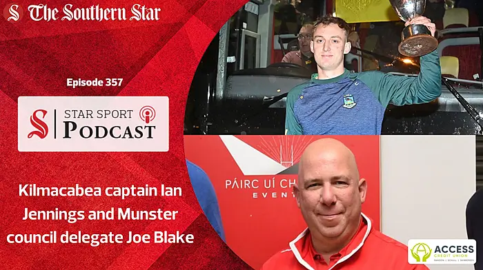 Kilmacabea captain Ian Jennings and Munster council delegate Joe Blake Image