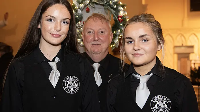 Members of the Clonakilty Brass Band (left to right) Aoife White, Ger O'Driscoll and Mary McCarthy pictured in the Sacred Heart Church, Courtmacsherry on Friday night for \