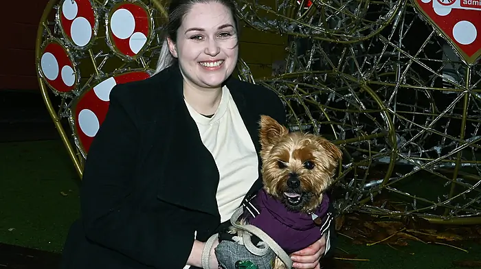 Local lady Sarah Twomey and her dog Ollie on the way to Becky's Dog Grooming in Ashe Street, Clonakilty.   (Photo: Martin Walsh)