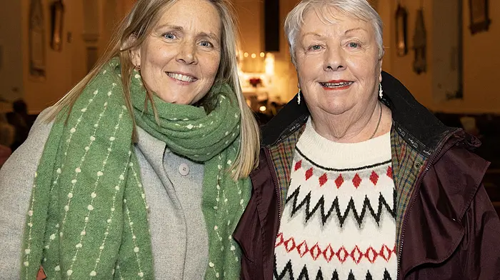 Eileen Quirke (left) from Clonakilty and her mother-in-law Marjorie O'Mahony at the concert 'A Festive Evening' which was held in the Sacred Heart Church, Courtmacsherry.   (Photo: Martin Walsh)