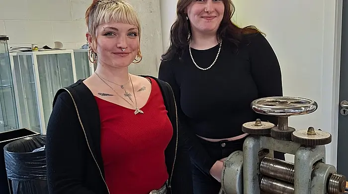 Eloise Pabiou (right) from Dunmanway and Grainne Rossouw (Clonakilty) have begun their new career paths by joining the level 5 jewellery and metal craft QQI course at Cork College of FET, Douglas Street Campus. The course is long established with Cork ETB and the girls have decided to join to advance their skills and crafts. The first term will end with a college craft fair for the Jewellery students to showcase their work and sell some of their items. The fair will run at the college on the second floor from 10am to 3pm until  December 12th.