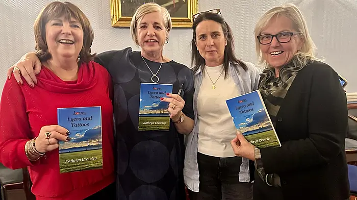 Past pupils of Mount Saint Michaels at the launch of Kathryn Sheahan's book which was held recently at the Teacher's Club, Parnell Square, Dublin. From left: Barbara Kelly ( Bantry/ Dublin), Kathryn Sheahan (Killarney/ Dublin), Anne Kelleher (Rosscarbery) and Maeve O'Grady (Clonakilty).