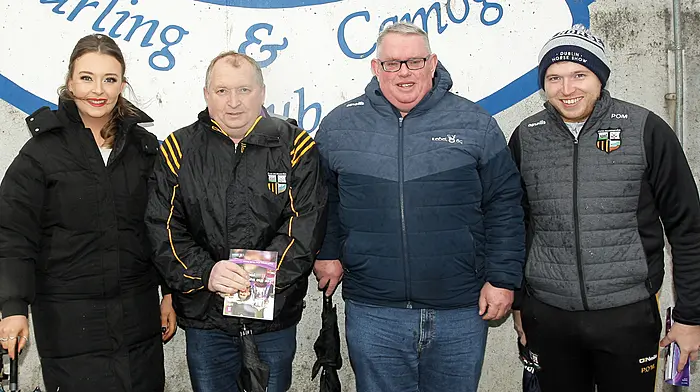 Supporting Kilbrittain in Clonmel were Michael O'Mahony, his daughter Áine, son Patrick, and Fergal Keohane. (Photo: Paddy Feen)