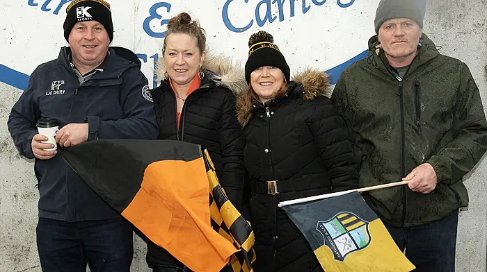 Laurence, Mary and Lucy Sexton with Dan O'Mahony in Clonmel for the All-Ireland semi-final.