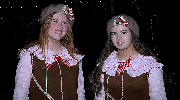 Santa's Elves, Grace de Long (left) and Sarah Marie O'Sullivan at the Believe Model Village, Clonakilty.  Photo: Martin Walsh.
