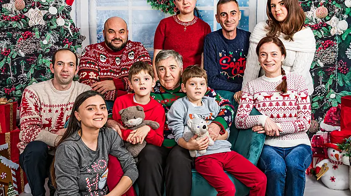 Spending Christmas in Castletownbere Back: left to right- Bogdan&Monica Furtuna ,Constantin Melinte, Carina FurtunaFront left-right: Bogdan,Ana,Luca,Matei Popovici,Eugenia Moisuc,Mariana Melinte Picture: Anne Marie Cronin Photography
