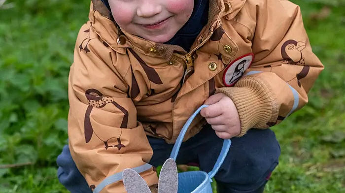 Pierce Barry (2) from Ahakista having fun at the Easter family afternoon hosted by the Hairy Henry Educational Trust.  The event was held to raise funds for the ‘Giddy Up and Go’ teen programme and included pony rides, meeting the farm animals, crafts, games and an Easter egg hunt.  (Photo: Andy Gibson)