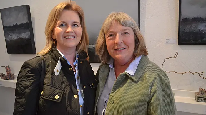 Monica Jones and Rosemarie Cross, Baltimore at the opening of Across The Fields Rossmore Artists Exhibition at Cnoc Buí in Union Hall. Photo; Anne Minihane.
