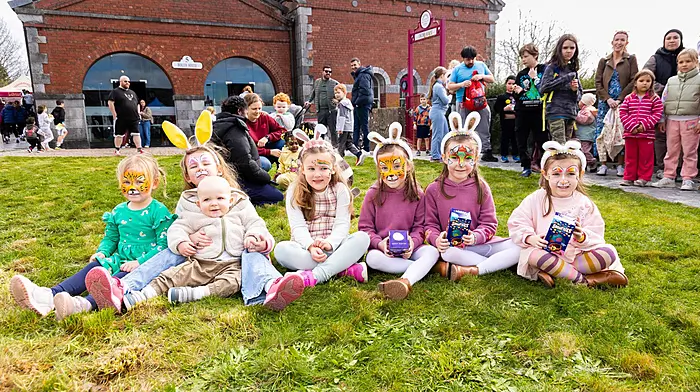 Cadhla O'Regan, Katie Lyons, Bobby Lyons, Fiadh O'Regan, Grace O'Donovan, Rosie O’Donovan and Faye O'Donovan, Ballincollig,  at the Old Cork Waterworks Easter egg hunt which was hosted by Bishopstown District Lions Club to raise funds to benefit local schools in the Bishopstown and Ballincollig areas.   (Photo: Alison Miles)