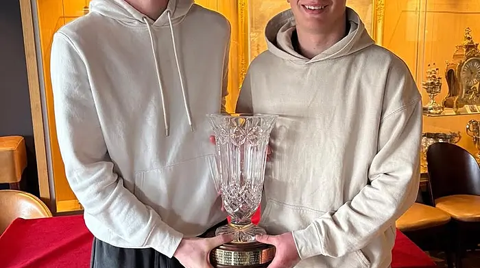 Daniel Copithorne (right) from SHSC and Matt Mapplebeck from the Royal Cork Yacht Club won the 420 Munster Championships last weekend.
