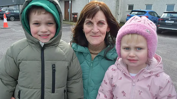 Enjoying  day out at the Skibbereen Cheval Ride were Robbie and Ellie O'Callaghan from Clonakilty with their granny Kathleen Hayes from Leap. Photo; Anne Minihane.