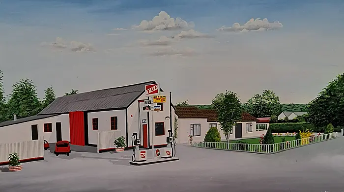 The painting of Joe O'Regan's garage and home in Ballinspittle which served the area for many years from the 1960s onwards.