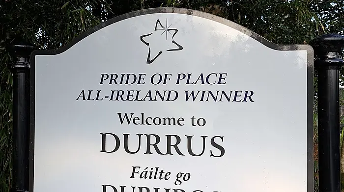 One of the signposts which has been erected to mark the achievement of Durrus becoming the All-Ireland winner of the Pride of Place competition.