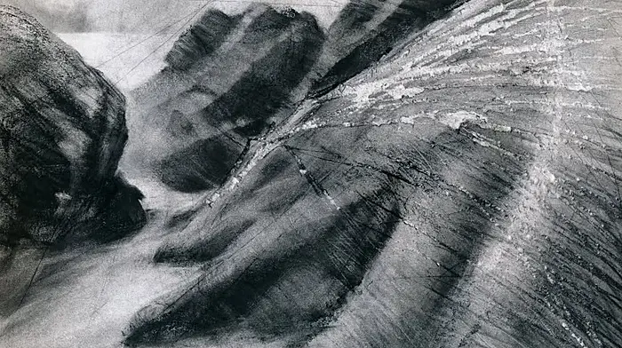 Anke’s charcoal drawings that were on exhibition in Budd’s Restaurant.