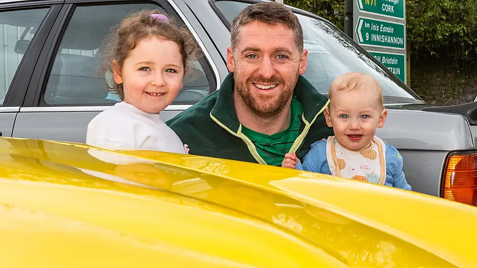Bandon Vintage Club held a vintage run on Sunday 26th April. The run, which was in aid of local charities, attracted a large number of classic cars. Admiring the classic cars on display were Adeline; Aiden & Naoise McCarthy-Desmond from Ballinadee, West Cork. Picture: Andy Gibson.